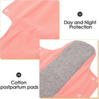 2pcs Reusable Postpartum Pads for Women Pink Cotton Leak Resistant Washable Panty Liners Soft Maternity Bladder Control Pads for Overnight and Postpartum