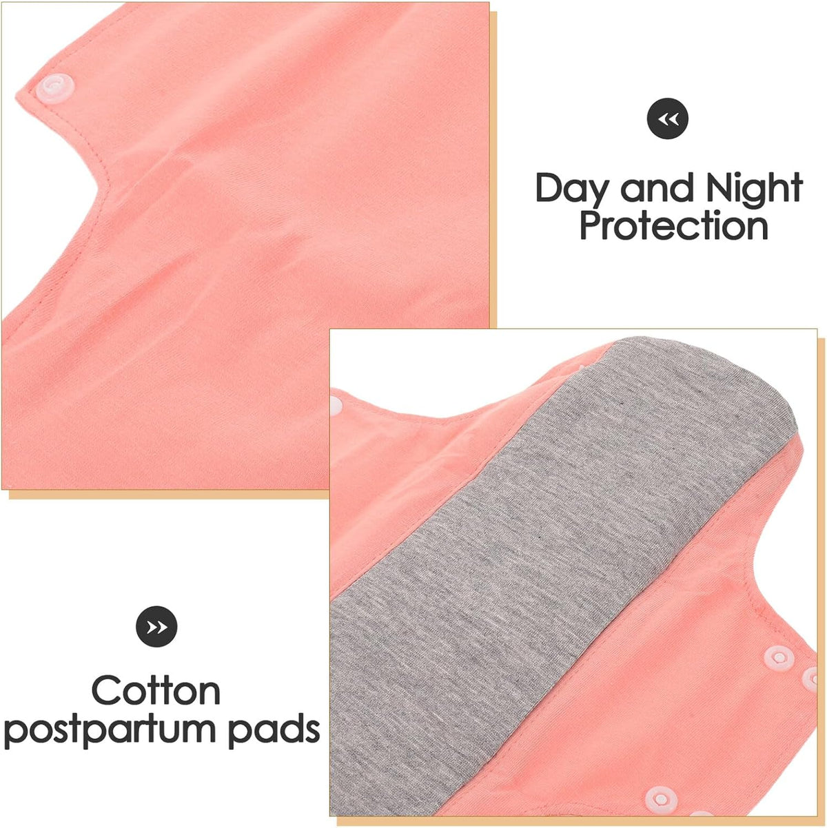 2pcs Reusable Postpartum Pads for Women Pink Cotton Leak Resistant Washable Panty Liners Soft Maternity Bladder Control Pads for Overnight and Postpartum