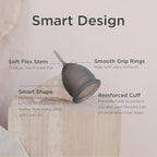 Saalt Soft Menstrual Cup – Reusable Period Cup – Made for Comfortable, Leak-Free Protection Up to 12 Hours – BPA & Latex Free – Includes Cup & Carry Bag (Regular Grey/Small Desert Blush)