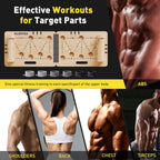 Wooden Push Up Board 30 in 1 Foldable with Resistance Bands - Thickened Pine Wood Multi-Push Up Board for Men & Women, Portable Gym/Home Workout Gear for Chest, Shoulders, Arms & Back