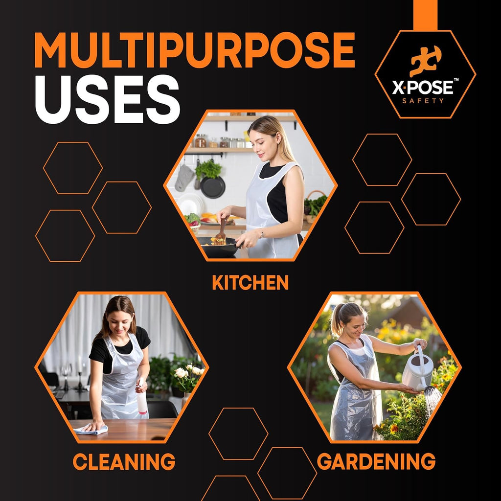Xpose Safety Plastic Disposable Aprons for Cooking Individually Packaged Durable 1 Mil Waterproof Polyethylene 24" x 48"