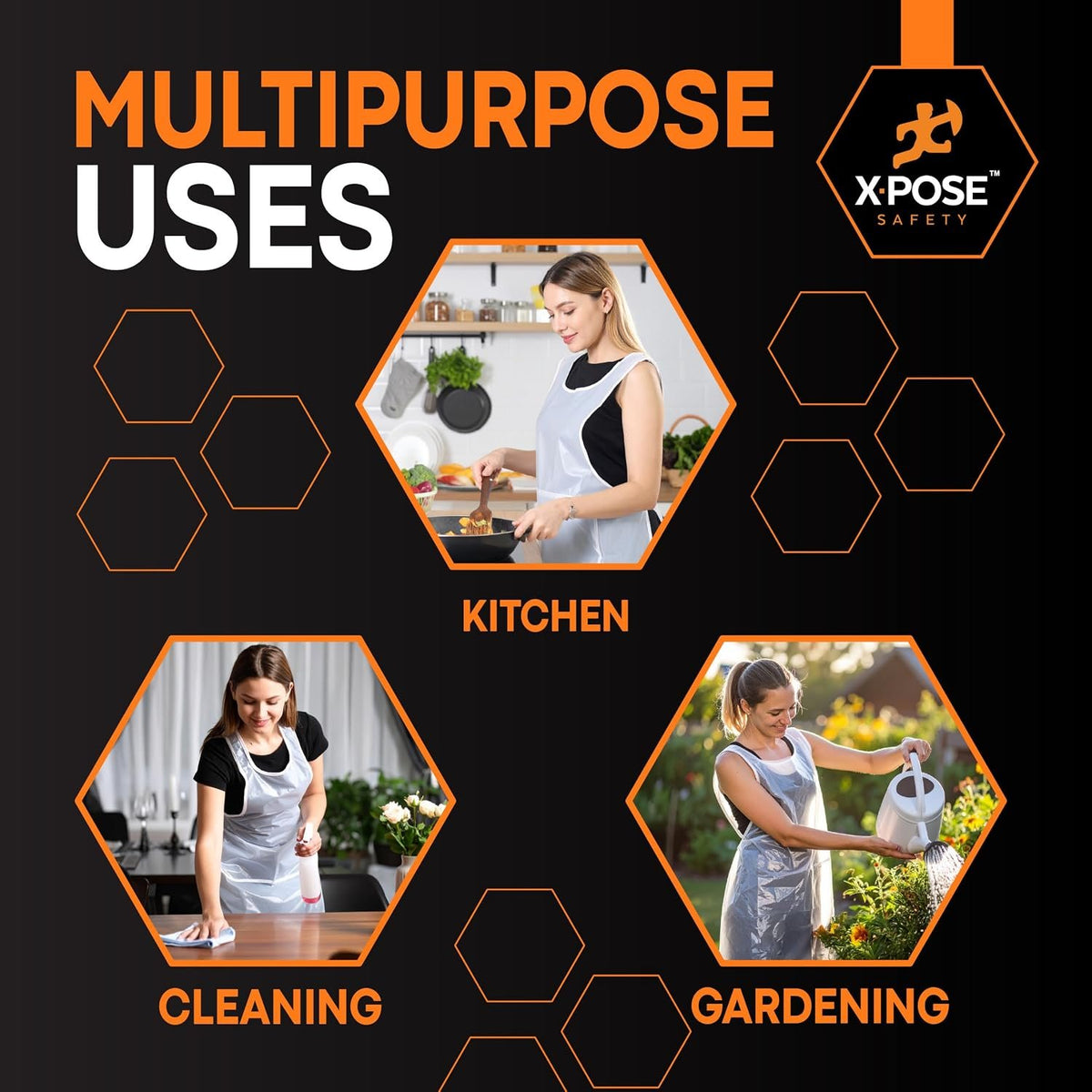 Xpose Safety Plastic Disposable Aprons for Cooking Individually Packaged Durable 1 Mil Waterproof Polyethylene 24" x 48"