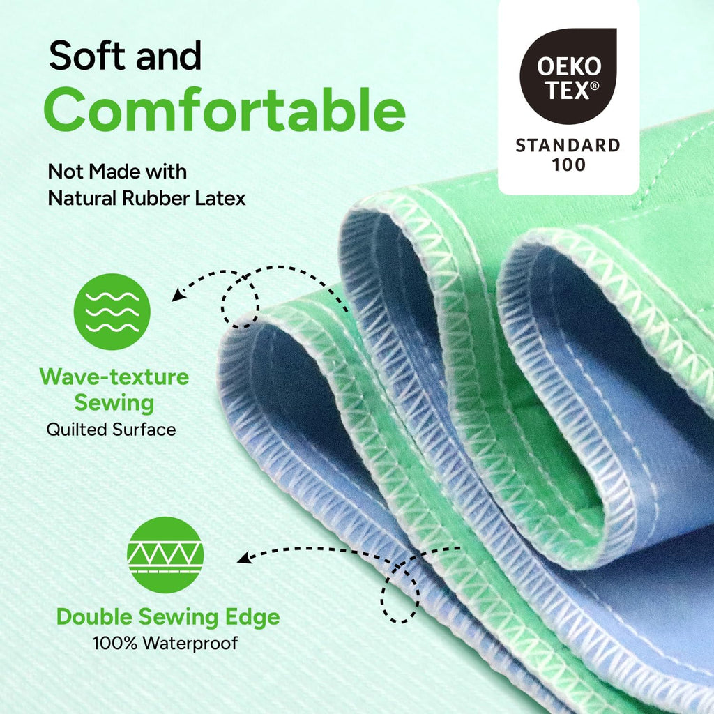 WhyWorry Washable Bed Pads for Adult Incontinence, 86x91cm (Pack of 2) Waterproof Mattress Protector for Bed Wetting, Heavy Absorbent Reusable Underpads for Elderly & Kids, Washable Pee Pads, Green
