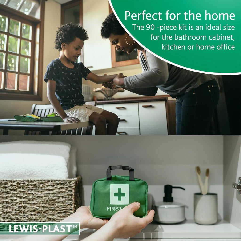 LEWIS-PLAST Complete First Aid Kit 90 Pieces Outdoor First Aid Kit - European Standards Compliant Kit
