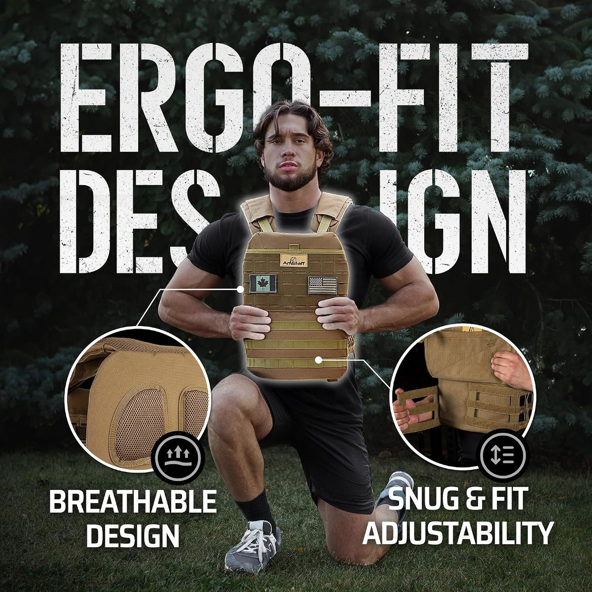 Amstaff Tactical Weighted Vest - Adjustable Weight Vests - Versatile Wearable Vest for Fitness Workouts, Strength and Endurance Training, Running