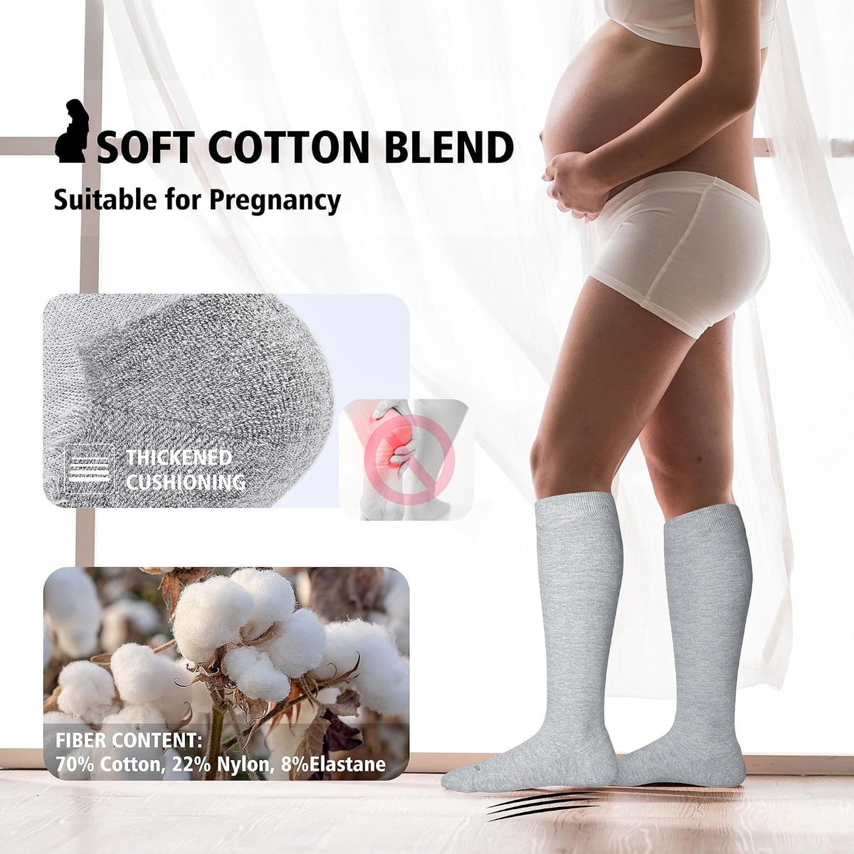 LEVSOX Cotton Compression Socks for Women&Men 20-30mmHg Knee High Cute Support Sock for Nurses Pregnancy Travel