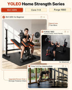 YOLEO 6-in-1 Weight Bench Set, 880LBS Adjustable Bench with Rack & Curl Pad | FID Adjust 41" Bench, Preacher Curl, Fits 5-6 ft Olympic Bar, Foldable Storage, Reinforced Steel Frame for Full-body Training