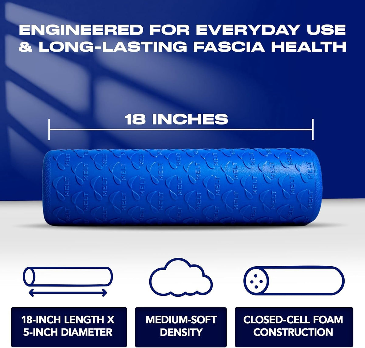 MELT Method 18 Inch Travel Soft Foam Roller- Half the Length of The MELT Full Body Roller