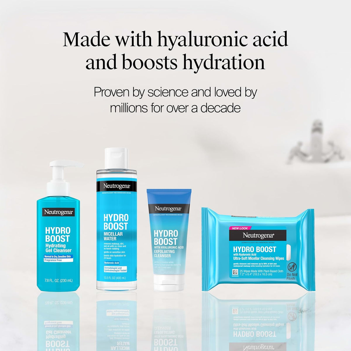 Neutrogena Hydro Boost Cleansing Wipes Makeup Remover, 25 Ct | Micellar Cleansing Cloths, Gently Removes Oil, Dirt, Waterproof Makeup, Hydrating Hyaluronic Acid