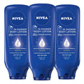 NIVEA Nourishing In Shower Lotion Moisturizer, Multipack, 3 x 13.5 FL OZ | Water Activated In Shower 24-Hour Body Moisturizer with Almond Oil for Dry to Very Dry Skin, Non Sticky, Non Greasy Feel