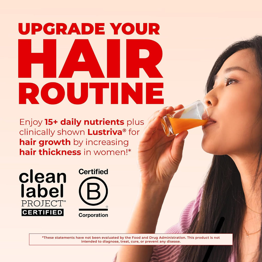 MARYRUTH'S Liquid Multivitamin + Hair Growth, Clinically Thicker Hair, 15oz | Clinically Tested in Women for Thicker Hair & Facial Wrinkles, Biotin 10000mcg, Lustriva Hair Growth Supplements, Skin Care
