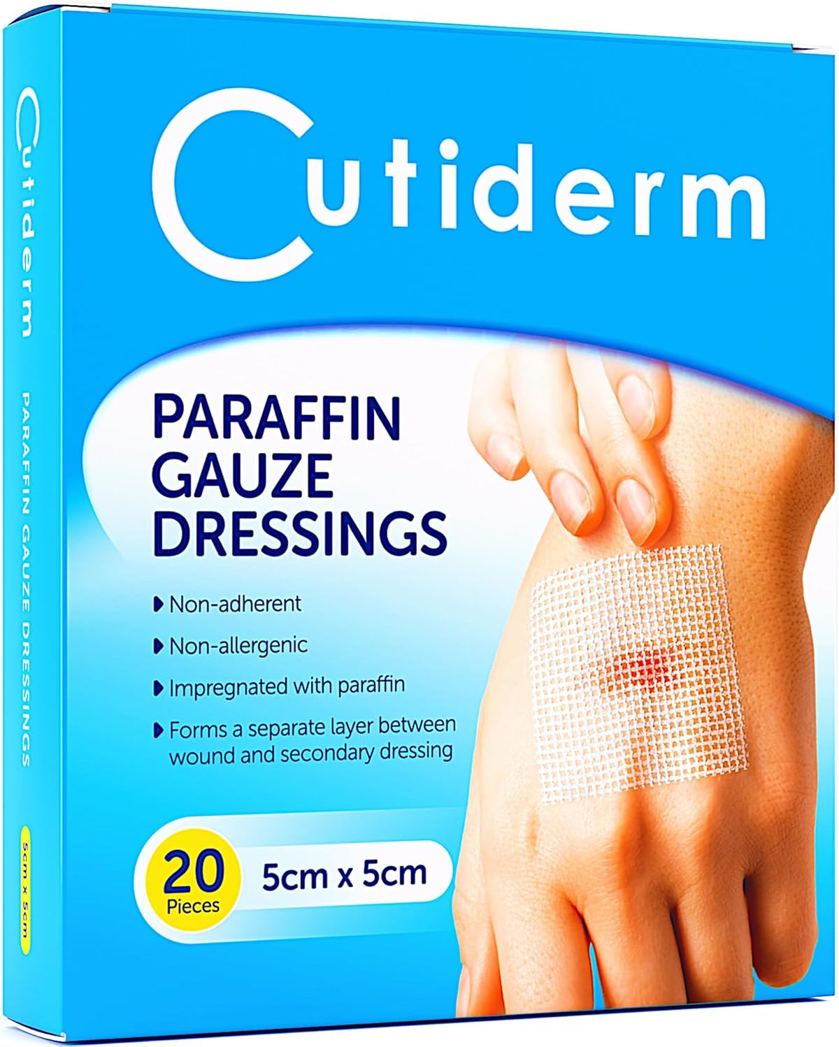 Cutiderm Paraffin Gauze Dressings 5cm x 5cm Pack of 20