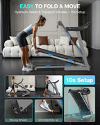 15% Auto Incline Foldable Treadmill, Heavy Duty Treadmills for Home | 400lbs Capacity, Voice Control, Bluetooth, Heart Rate Sensors,4.0HP Motor,Folding Running & Walking Pad for Seniors,Home Gym