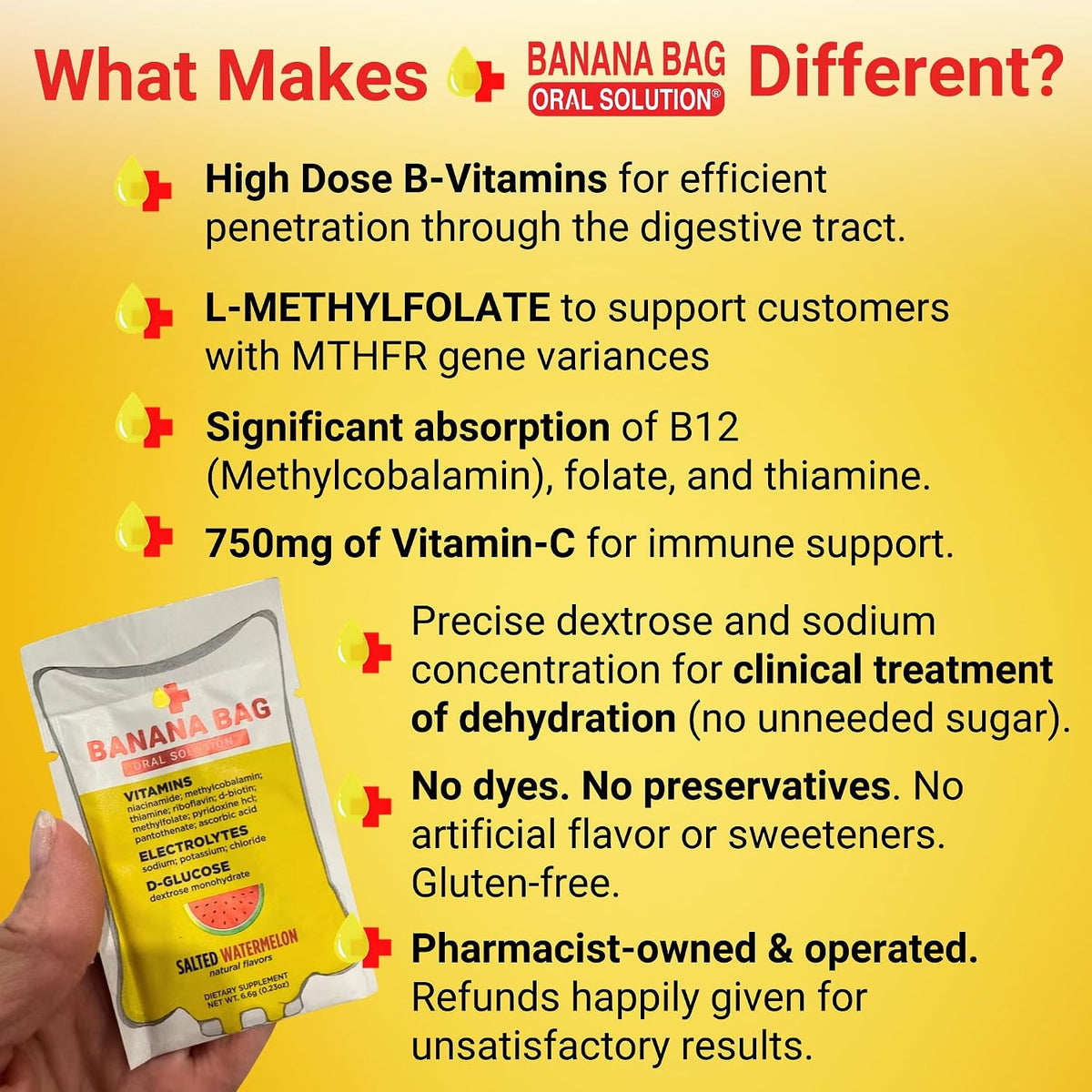 Banana Bag Electrolytes Vitamin Powder Drink Mix, Salted Watermelon 5 Pk