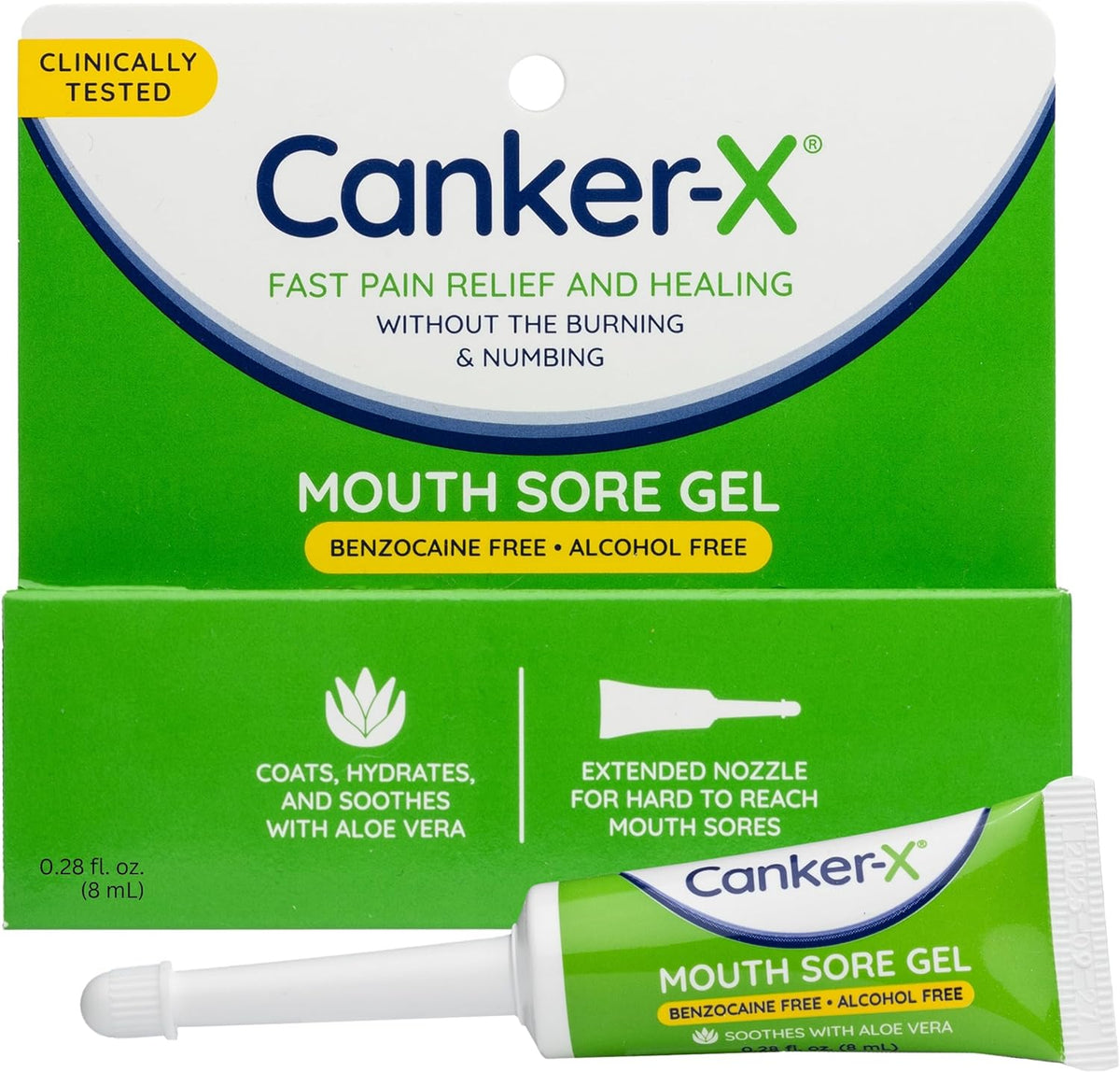 Canker-X Mouth Sore Gel, Fast Pain Relief, Benzocaine-Free, 0.28 Fl Oz | Heals Canker Sores, Cheek Bites & Oral Abrasions, Alcohol-Free, Adults & Kids 6+ Years