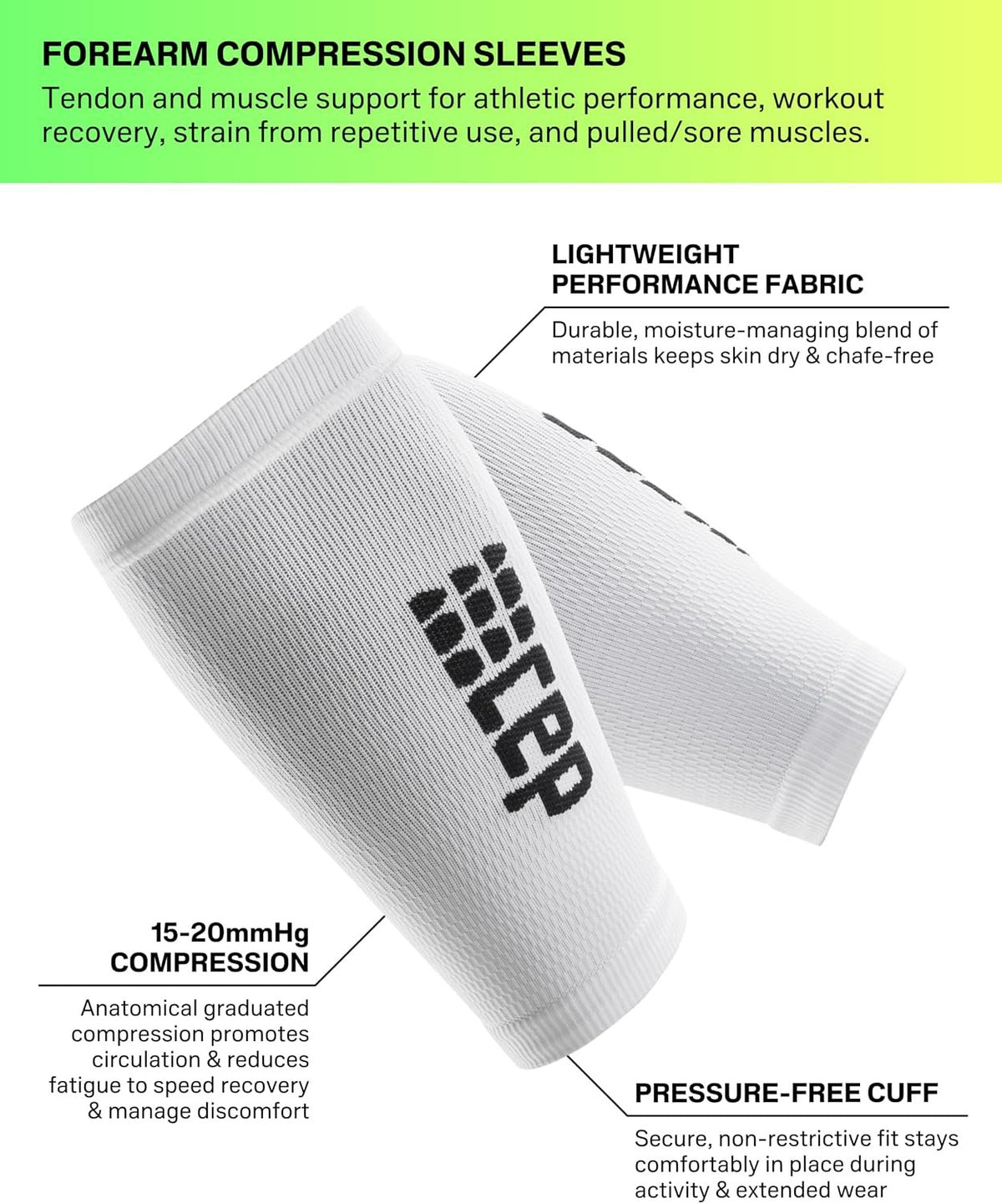 CEP Compression Forearm Sleeves for Men & Women – Lightweight Arm Support for Circulation, Recovery & Muscle Stability (Pair)
