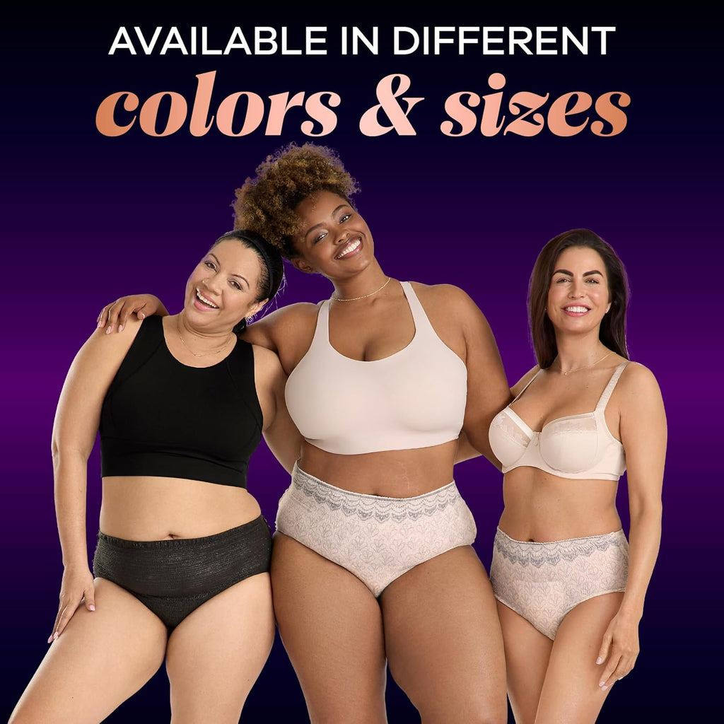 Always Discreet Boutique Incontinence and Postpartum Underwear for Women, Maximum Protection, Large, Black, 10 Count
