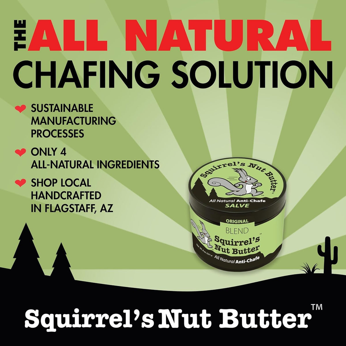Squirrel's Nut Butter Anti Chafing Cream, Natural Chafe Prevention, 2.0 oz