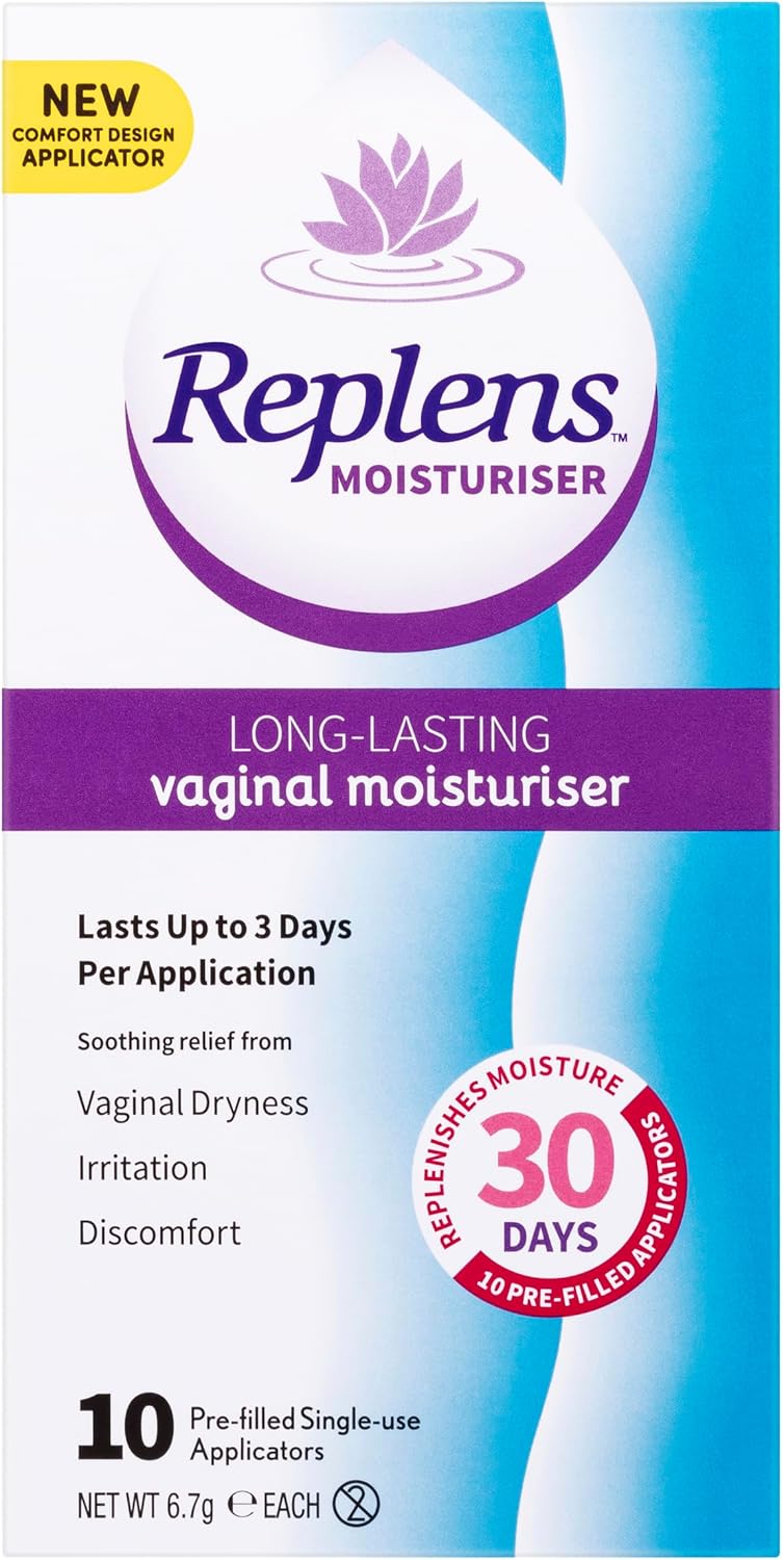 Replens Long Lasting Vaginal Moisturiser, 10 Pre-Filled Applicators, Up to 30 Day Supply - Soothing Relief from Dryness, Provides Additional Moisture and Comfort