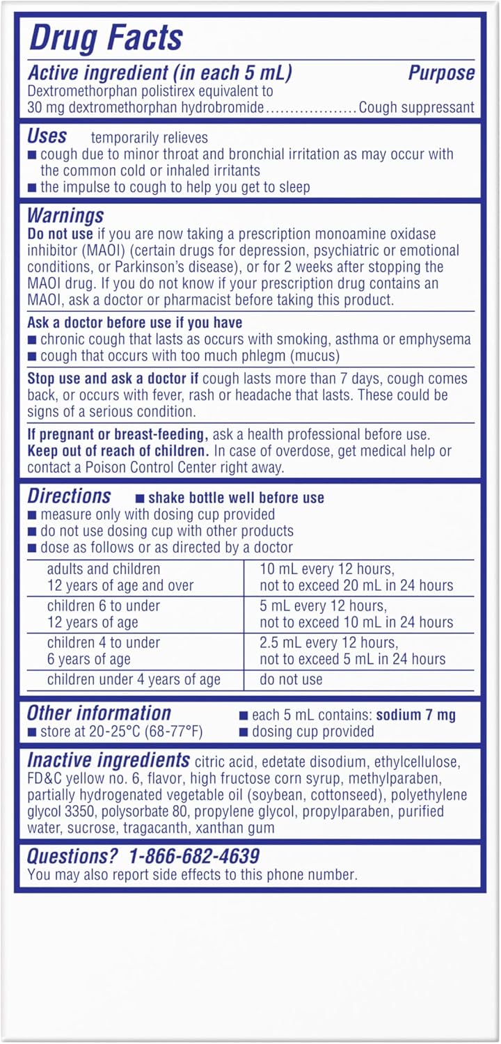 Delsym 12 Hour Cough Medicine for Adults, Powerful Relief for 12 Hours, Cough Suppressant Liquid with Extended-Release Dextromethorphan, Orange Flavor Liquid Cough Syrup, 5 Fl Oz (Pack of 1)
