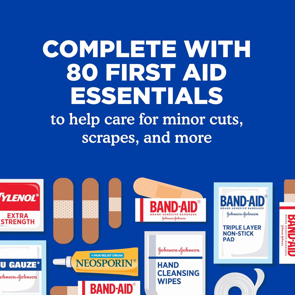 BAND-AID Brand Travel Ready Portable First Aid Kit, 80 Piece