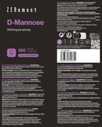 D-Mannose - 180 Vegan Capsules - 2000 mg D-Mannose per Daily Dose High Dose - 2 Month Supply - Non-GMO and No Additives - 100% Vegan