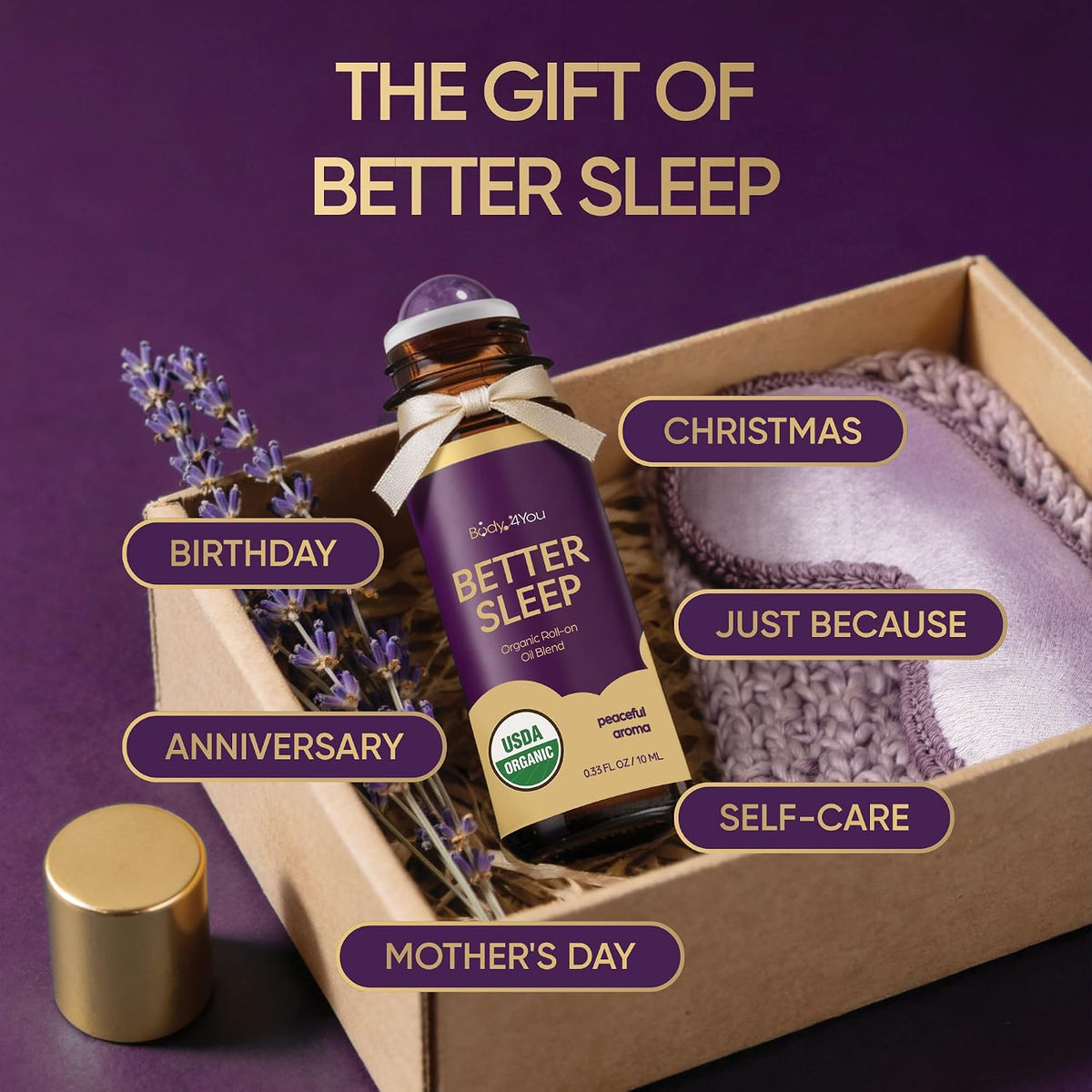 BodyJ4You Sleep Essential Oil Blend - Better Sleep Aid Calm Relaxation Pure