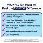 Monistat 1-Day Yeast Infection Treatment for Women, 1 Miconazole Ovule Insert & External Itch Relief Cream (9g Tube) Combo Pack, Maximum Strength