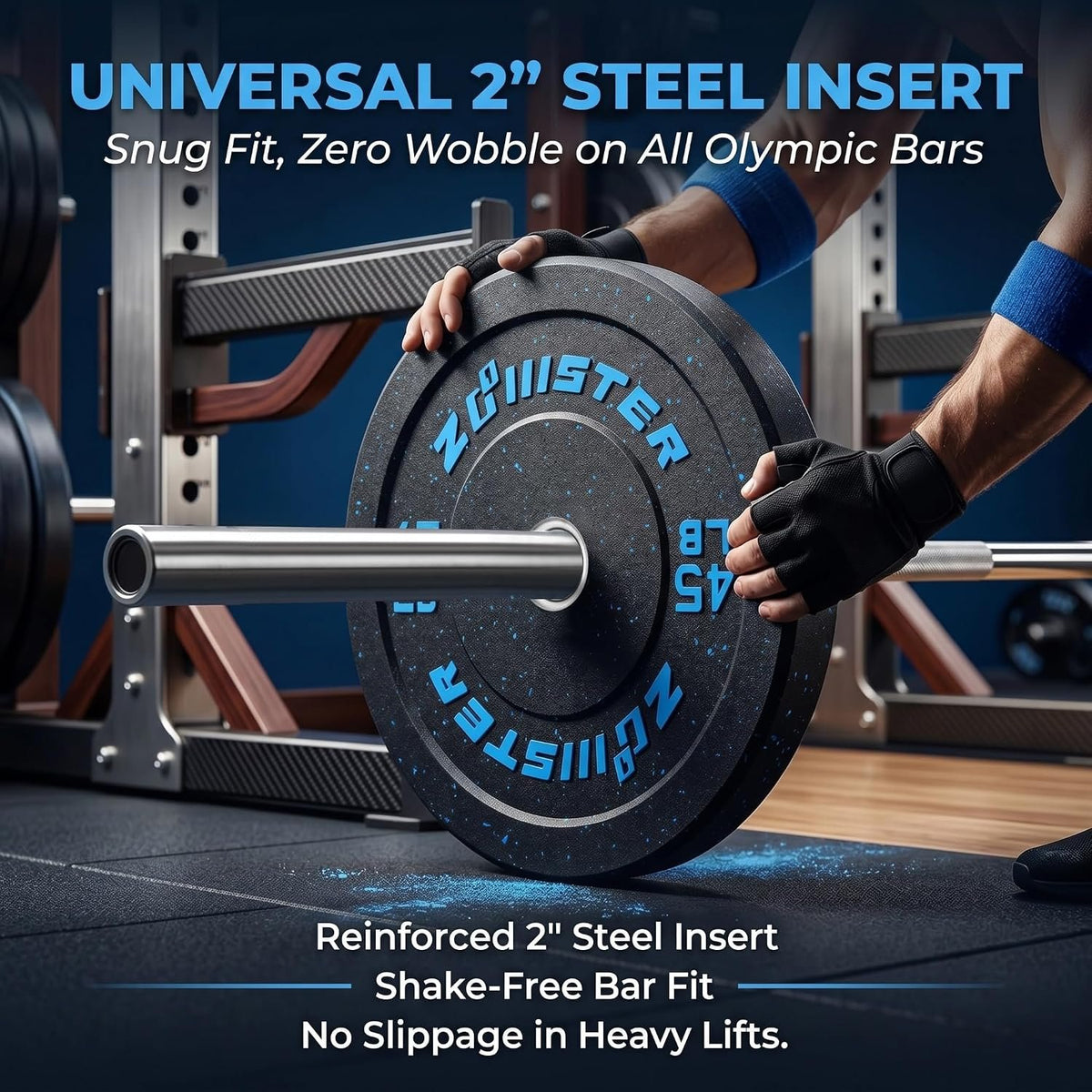 2-Inch Bumper Plate, Olympic Weight Plate HIGH BOUNCE | ODOR-FREE | NOISE-REDUCING | ABSORB IMPACT Bumper Weight Plate with Steel Insert Strength Training Weight Lifting Plate