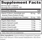 NATURELO Vegan Iron Supplement with Vitamin C and Organic Whole Foods - Gentle Iron Pills for Women & Men with Iron Deficiency Including Pregnancy, Anemia and Vegan Diets - 180 Mini Capsules