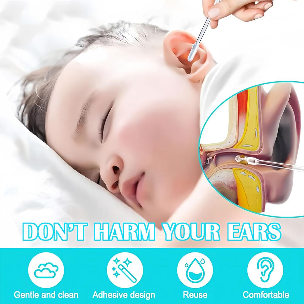 Earwax Removal Adhesive Swabs, New Reusable Ear Wax Removal Tools with Dust Cover Packaging, Adhesive Ear Wax Removal Tools, Ear Cleaning Tools Ear Curette for Kids & Adults