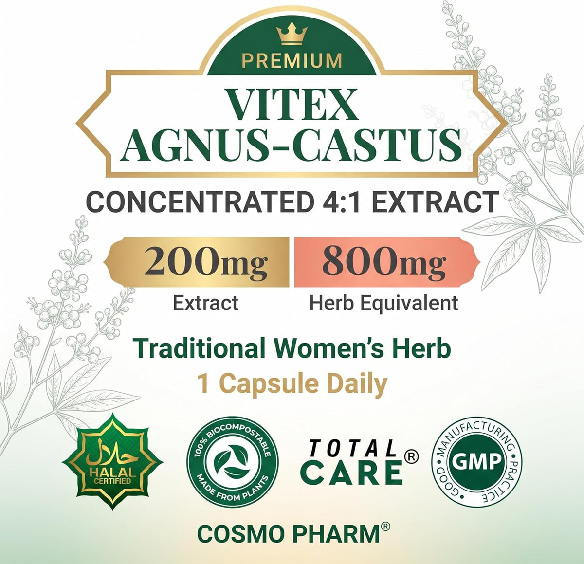 Vitex 800 Chasteberry Dietary Supplements 90 capsules