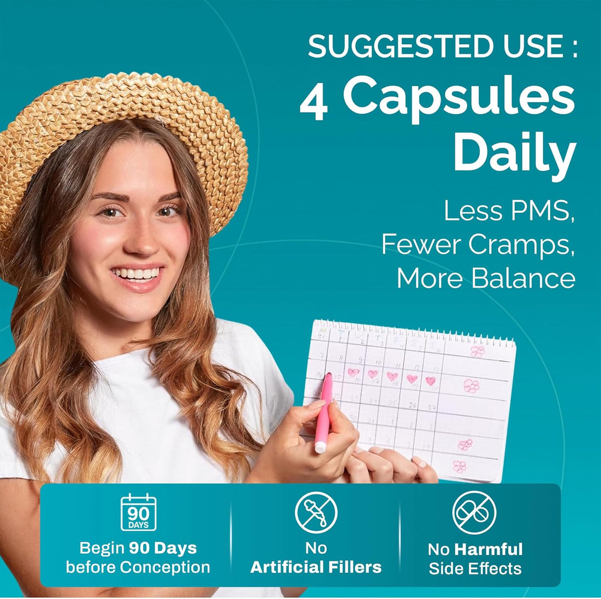 Conceive Plus Ovulation Support - PCOS Supplement for Fertility, Myo-Inositol & D-Chiro Inositol, Folic Acid, Ginger & CoQ10 - Multivitamin - Hormone Balance for Women - 120 Soft Capsules