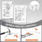 Ansi Z87.1 Safety Glasses for Men, Anti Fog Eye Protection Glasses | Soft Nose Bridge and Temple Tips, Impact Resistant, Scratch Resistant, Safety Glasses Bulk for Construction, Woodworking