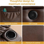 PARKOL Leather Power Lift Recliner Chair for Elderly and Adults | 8-point massage, lumbar heat, silent motor, water-resistant PU leather, USB charging and cup holders, easy assembly