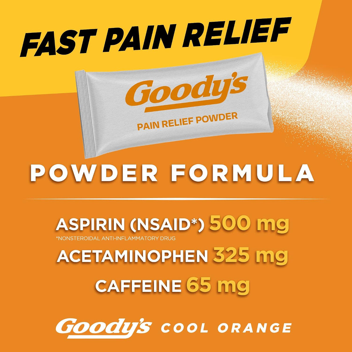 Goody's Extra Strength Headache Powder, Cool Orange Flavor, Dissolve Packs, 4 Individual Packets