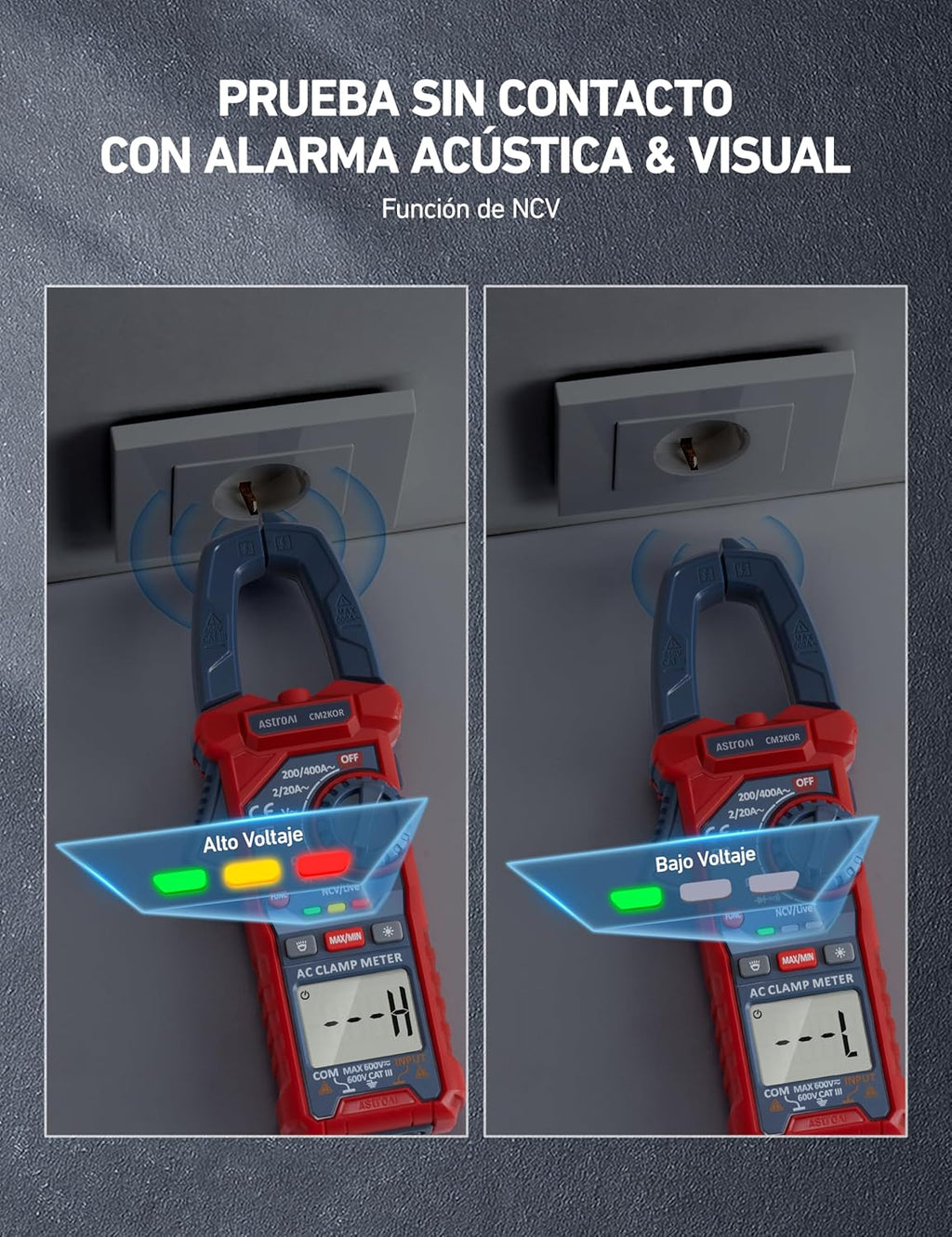 AstroAI Clamp Amperimeter, Professional Digital Multimeter, Polymeter, Voltmeter, Tester for AC Current, AC/DC Voltage, Resistance, Frequency, Capacitance, Continuity, Test Diodes