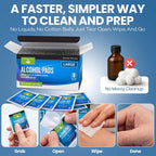 Alcohol Wipes for Injections - 100 Sterile Alcohol Prep Pads, Large Swabs