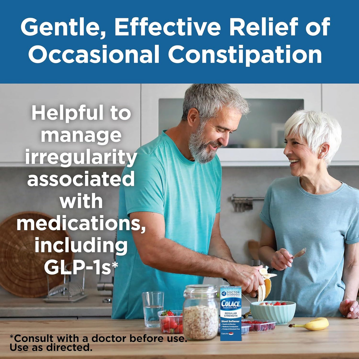 Colace Stool Softener Constipation Relief 100 mg, 100 Capsules