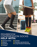Pembrook Cotton Light Compression Socks for Men - 3 Pairs | 8-15 mmHg Comfort Compression Socks for Men