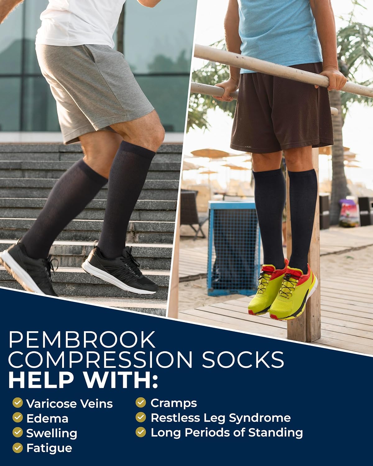 Pembrook Cotton Light Compression Socks for Men - 3 Pairs | 8-15 mmHg Comfort Compression Socks for Men