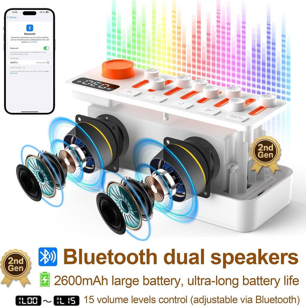 TMEHM 3-in-1 Sleep Sound Machine with 8 Mixable Nature Sounds, Portable Bluetooth Speaker & 12-Color Night Light, White Noise, Sleep Timer & Breathing Exercises for Babies, Kids, and Adults