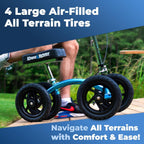 KneeRover Quad All Terrain Knee Scooter for Adults, Metallic Blue | Four Pneumatic Wheels, Heavy Duty Knee Walker For Foot Surgery, Broken Ankle Foot Injuries Recovery, Knee Crutch Alternative