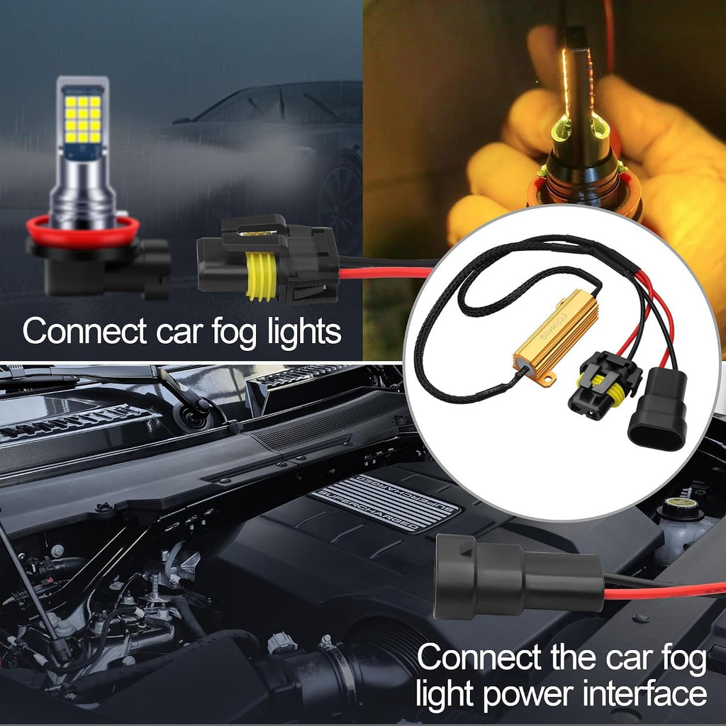 Car LED Headlight Decoders​LED Load Resistors,50W 6Ohm for 9005/9006 Bulbs Canbus Decoder Anti Flicker,Error Codes,Random Shutdown,IP67 Waterproof 4PCS (Suitable for 9005/9006 Bulbs)