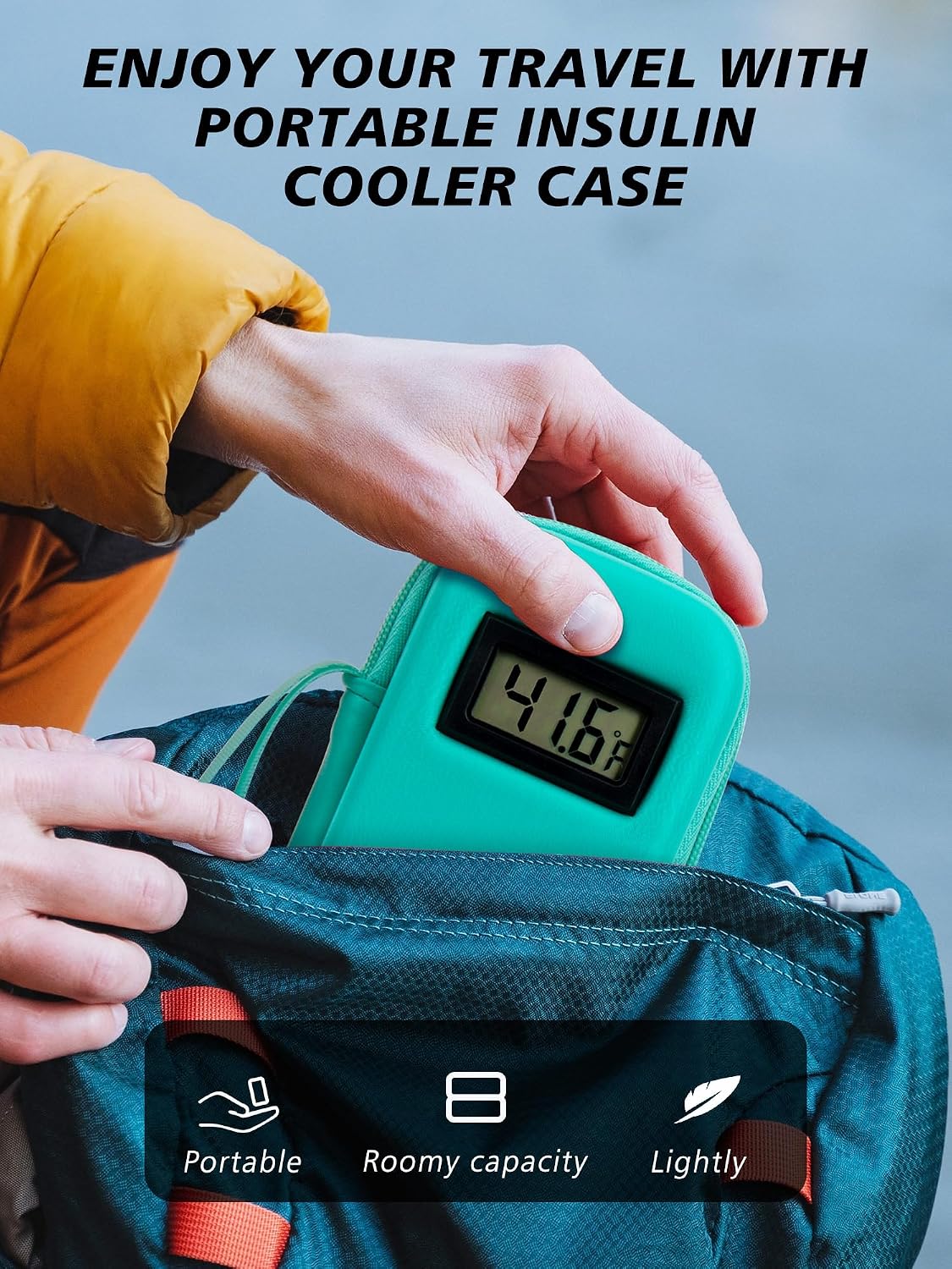 YOUSHARES Insulin Cooler Travel Case, Peptide Travel Case with Temp Display | Insulated Medicine Cooling Bag with 2 TSA Approved Ice Pack, Medication Pens Diabetic Supplies Storage for Travel & Daily Use