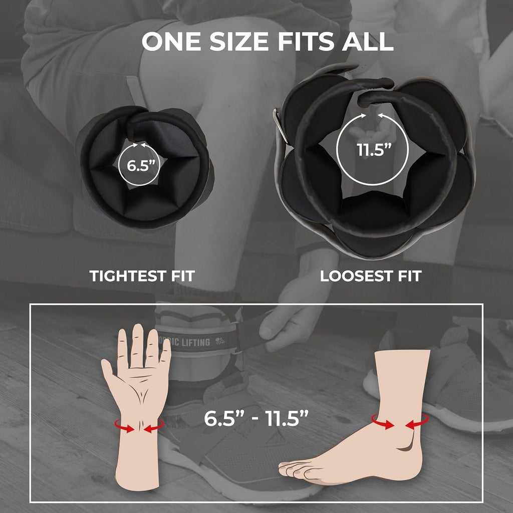 Adjustable 5lb Ankle Weights (1 Pair) for Women & Men - Nordic Lifting
