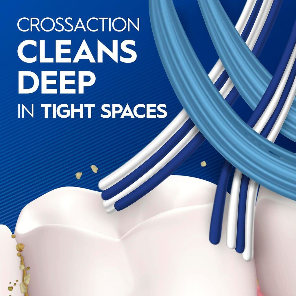 Oral-B Pro Clean CrossAction Manual Toothbrush, 6- Pack, Medium Soft Bristle Brushes for Adults, Deep Plaque Removal, Daily Gum Health and Fresh Breath, Travel Toiletries