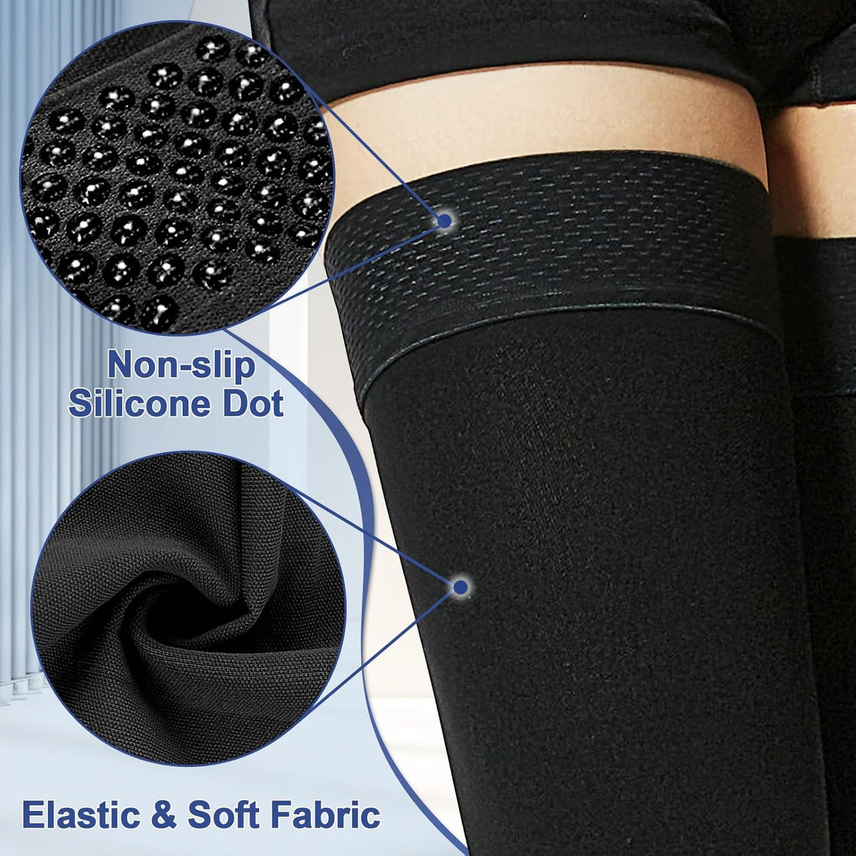 Beister Compression Stockings 20-30 mmHg for Women & Men,Medical Thigh High Closed Toe socks for Varicose Veins, Edema, Flight（Large (1 Pair), Black）