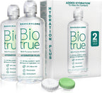 Biotrue Hydration Plus Multi-Purpose Contact Lens Solution, 10 oz 2 Pack | Includes 2 x 10 oz bottles + lens cases, hyaluronic acid formula, cleans, disinfects, all-day comfort