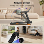 CURSOR FITNESS 16% Incline Treadmills for Home Small with 3 LED Displays | 400LBS Capacity Foldable Walking Pad Treadmill with Low Noise 3.0HP Motor, Portable Treadmill 0.6-7.0MPH